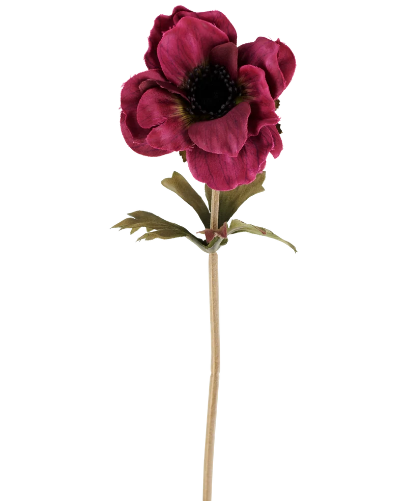 Kunstbloem Anemone 38 cm bordeaux