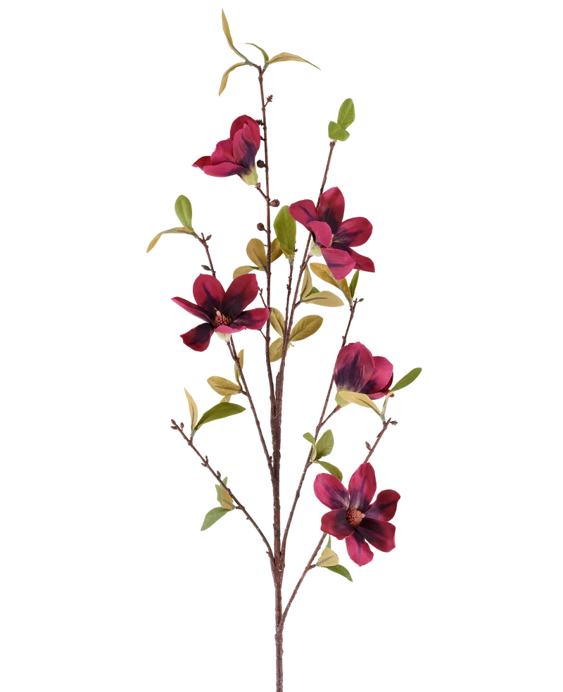 Kunstbloem Magnolia 94 cm bordeaux
