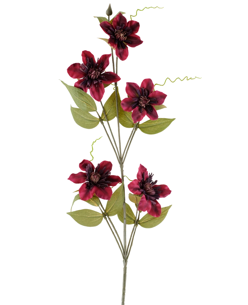 Kunstbloem Clematis 78 cm bordeaux