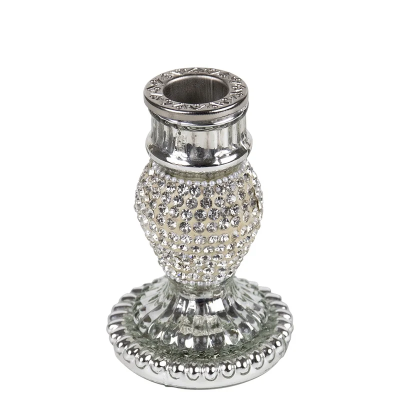 Kandelaar Strass zilver 10cm