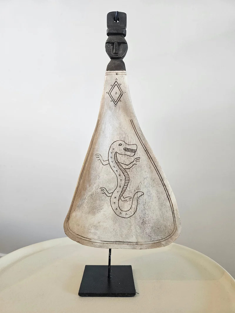 Ornament Lepel op Voet met Draak Naturel