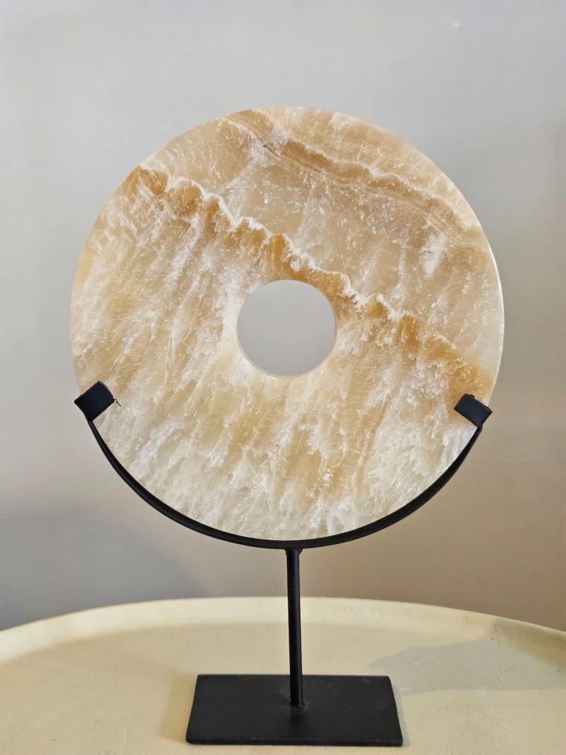 Ornament Onyx op Voet Beige Natuursteen