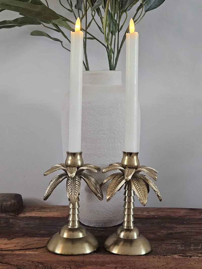 Kandelaar Palmboom Goud Aluminium