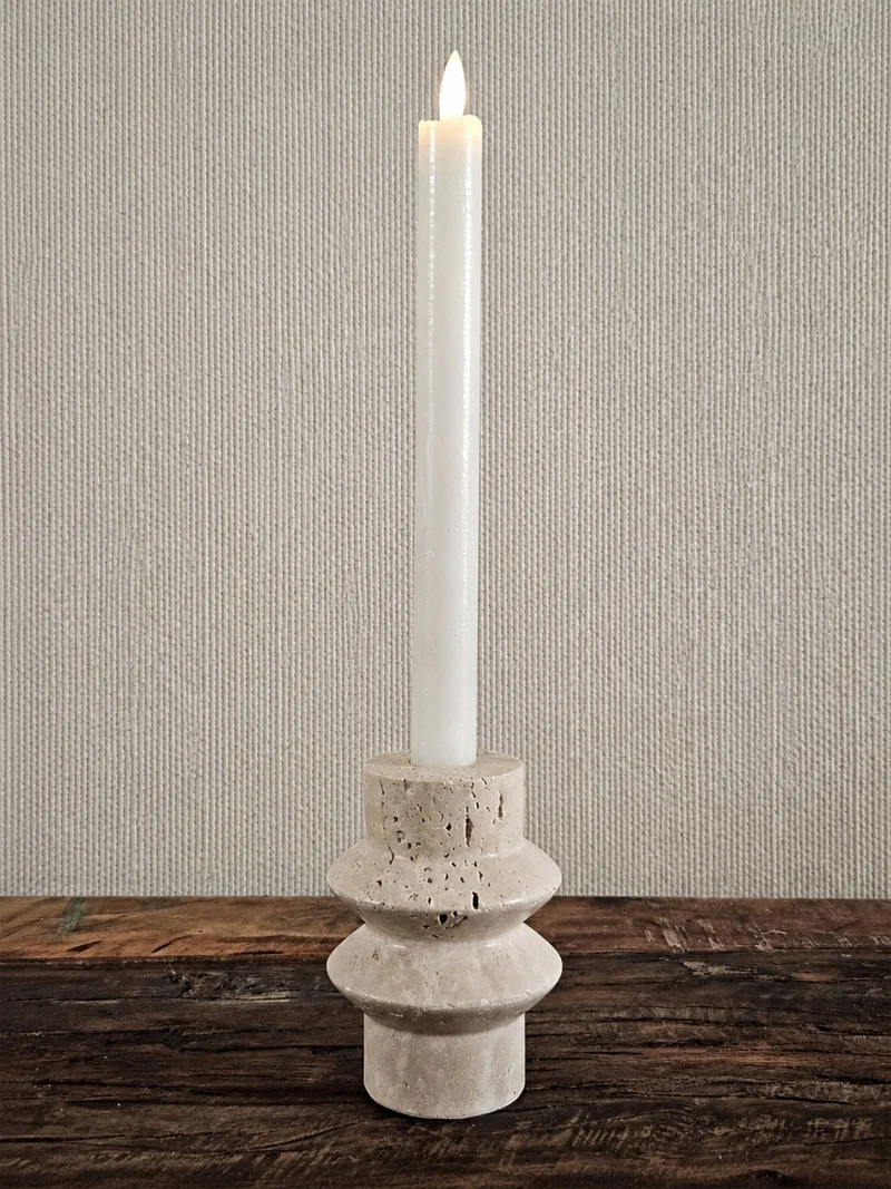 Kandelaar Steen Beige - Grijs