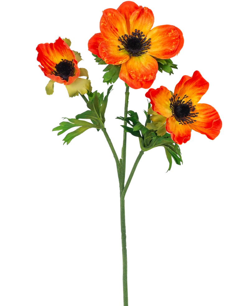 Kunstbloem Anemoon vertakt 56 cm oranje
