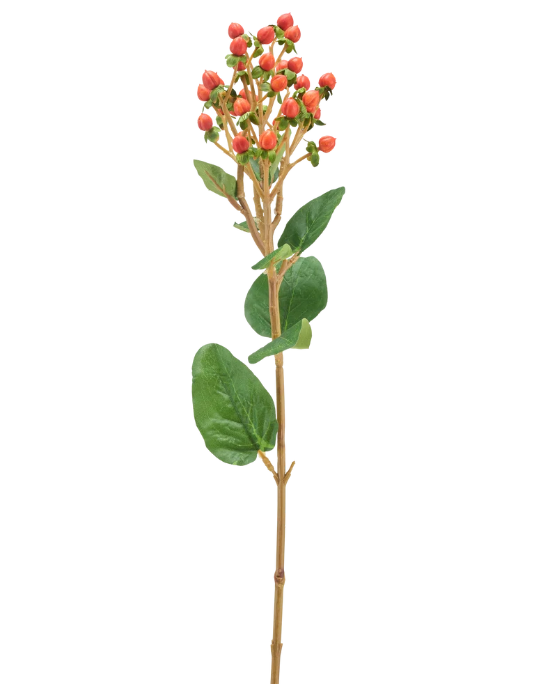 Kunstbloem Hypericum 65 cm oranje/rood