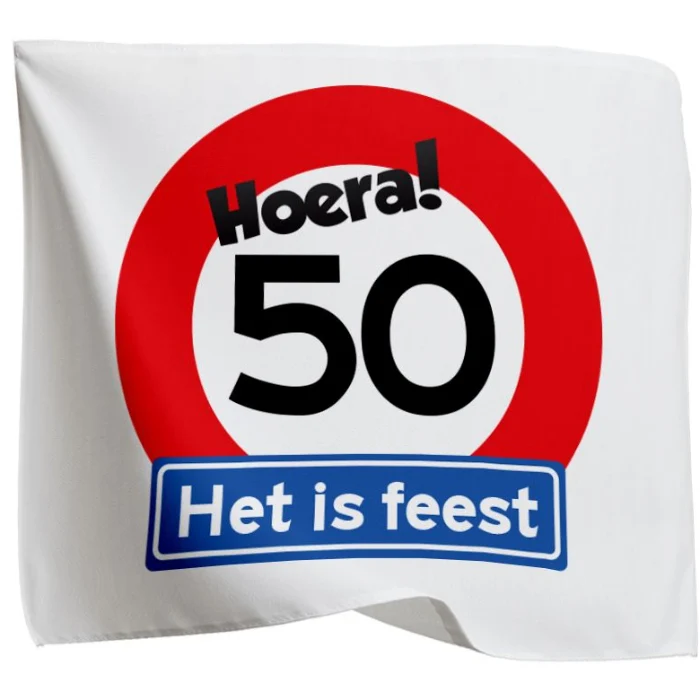 Vlag 50 jaar rood/wit 95 x 95cm