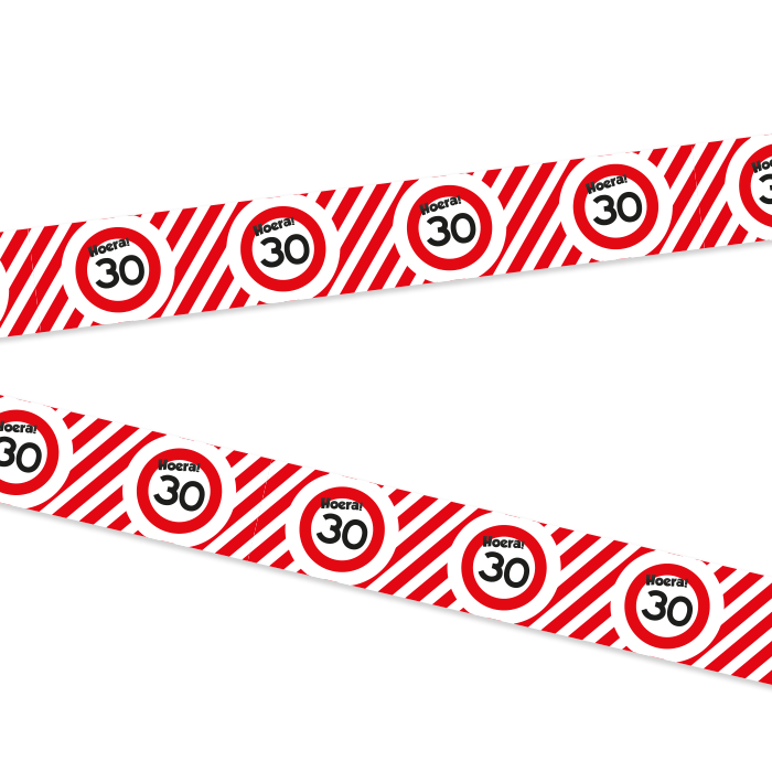 Afzetlint 30 jaar rood/wit 10m