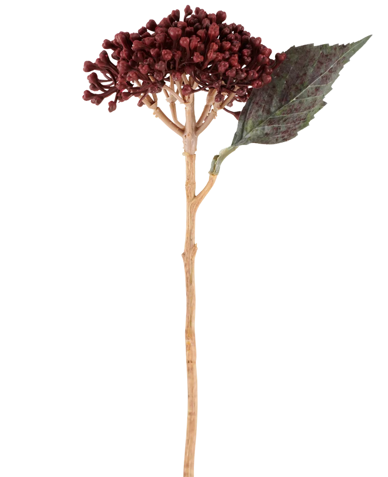 Kunstbloem Gedroogde Hortensia 38 cm bordeaux