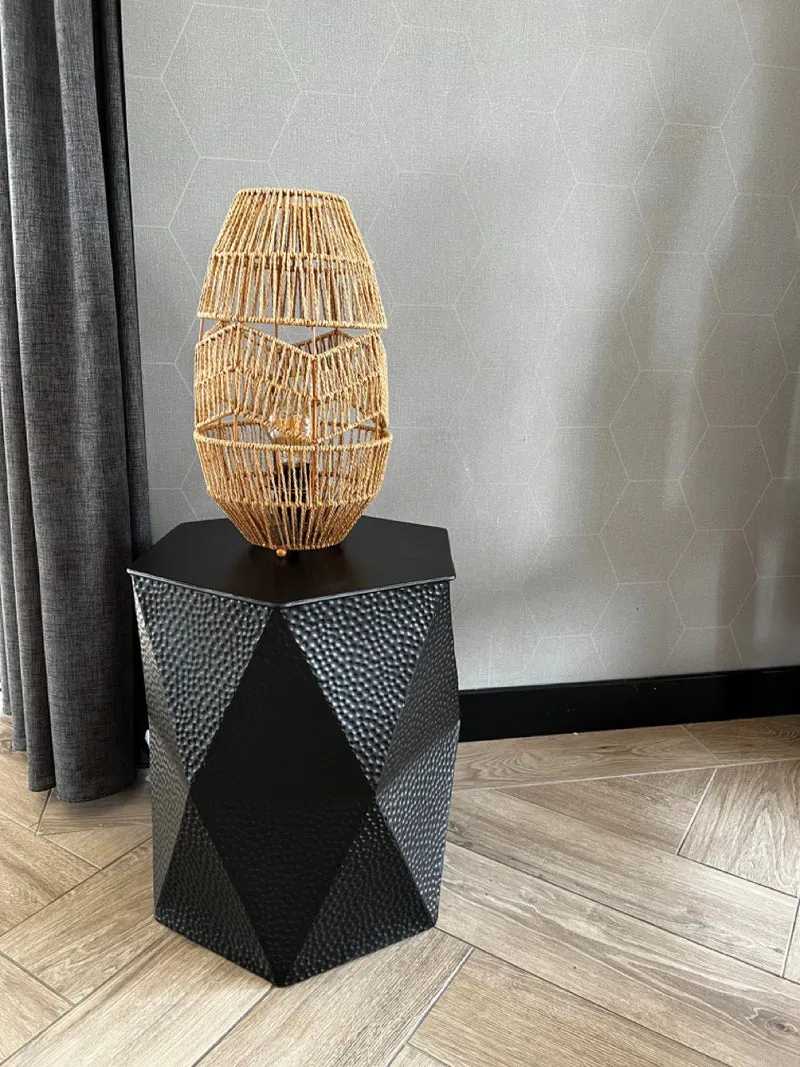 Tafellamp gevlochten touw - Naturel - 38 cm
