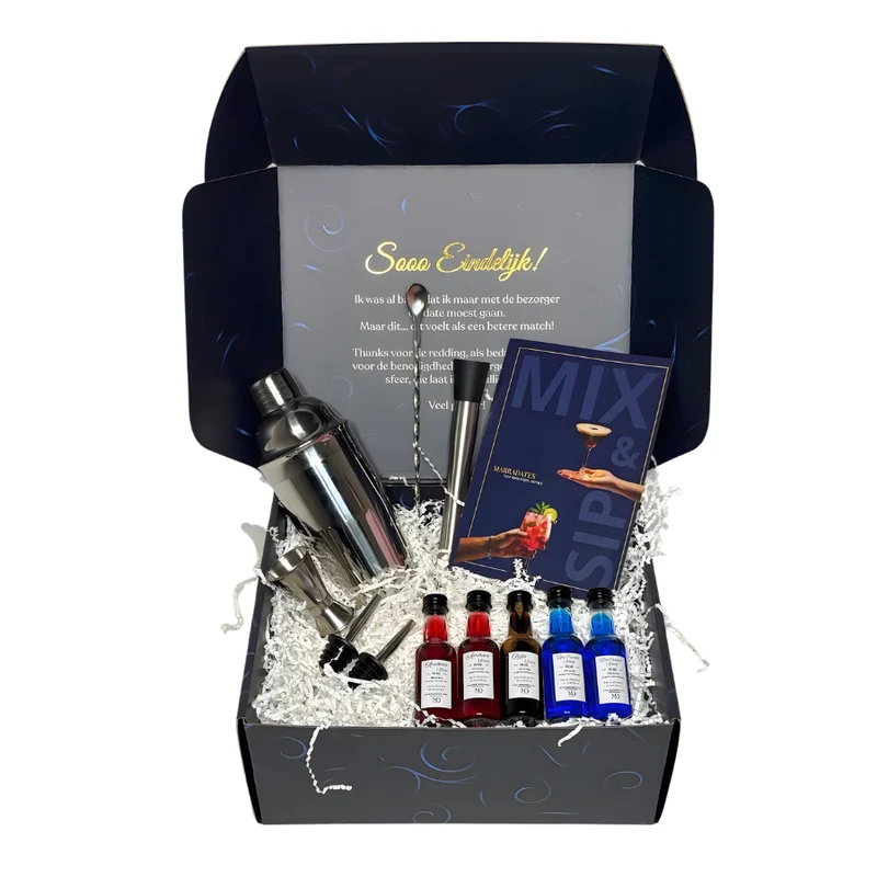 Mix & Sip Box – Cocktail date night pakket voor koppels | Creatieve datenight box