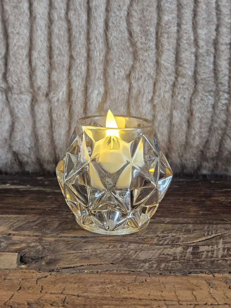 Waxinelichthouder Lichtbruin Glas