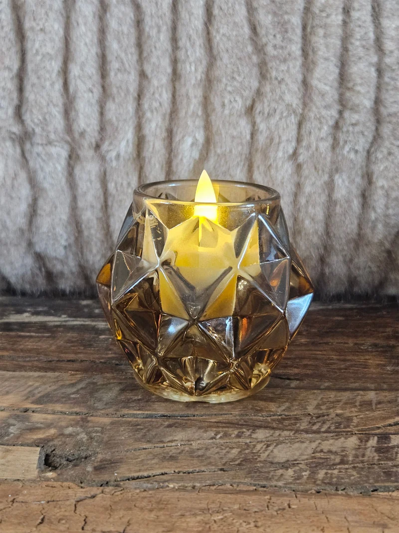 Waxinelichthouder Medium Bruin Glas