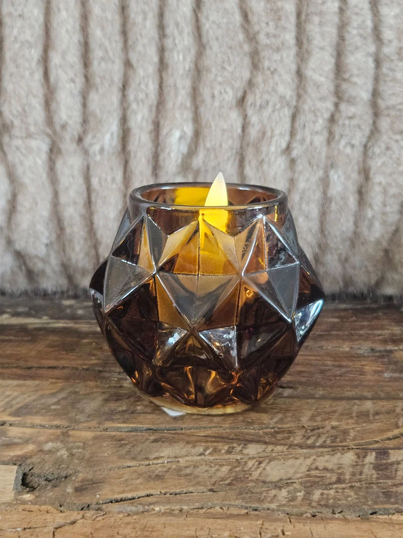 Waxinelichthouder Donker Bruin Glas