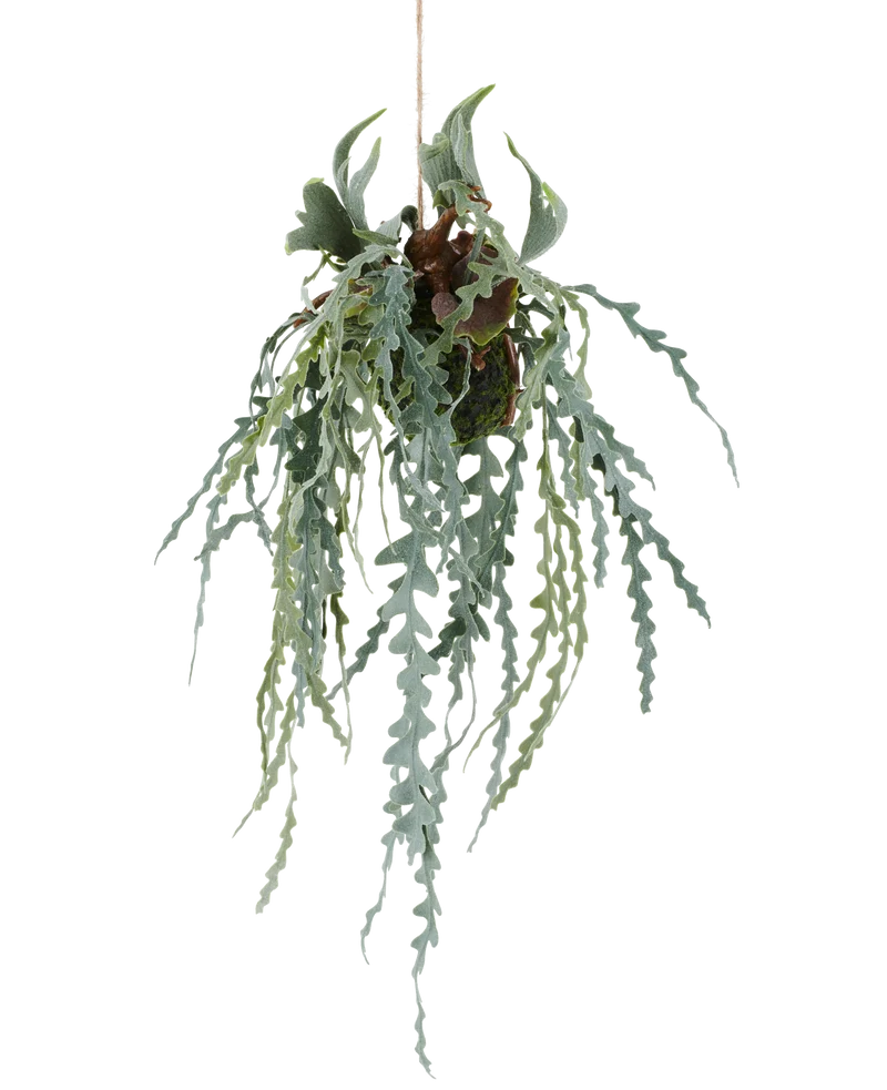 Kunstplant Hertshoornblad 61 cm in hangpot