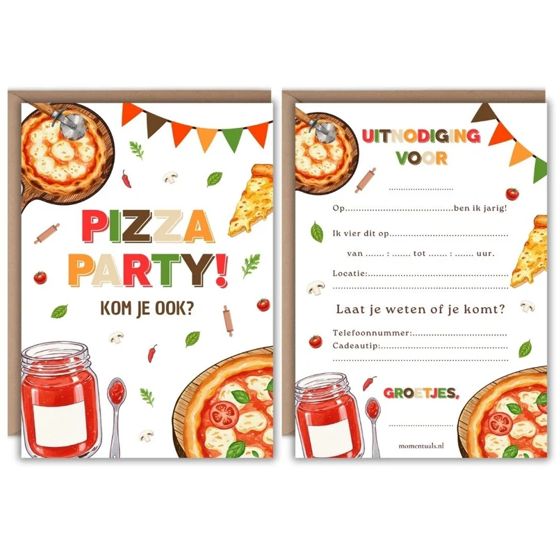 Uitnodiging Kinderfeestje Pizzafeest