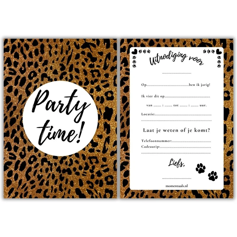 Uitnodiging Kinderfeestje Panter - 10 stuks