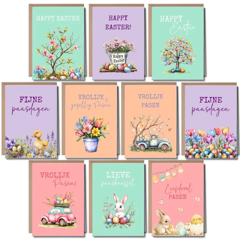Paaskaarten Kaartenset Pastel