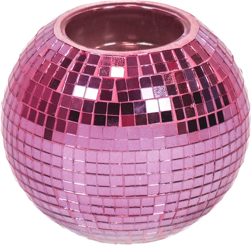 Theelichthouder Disco roze 10x8cm
