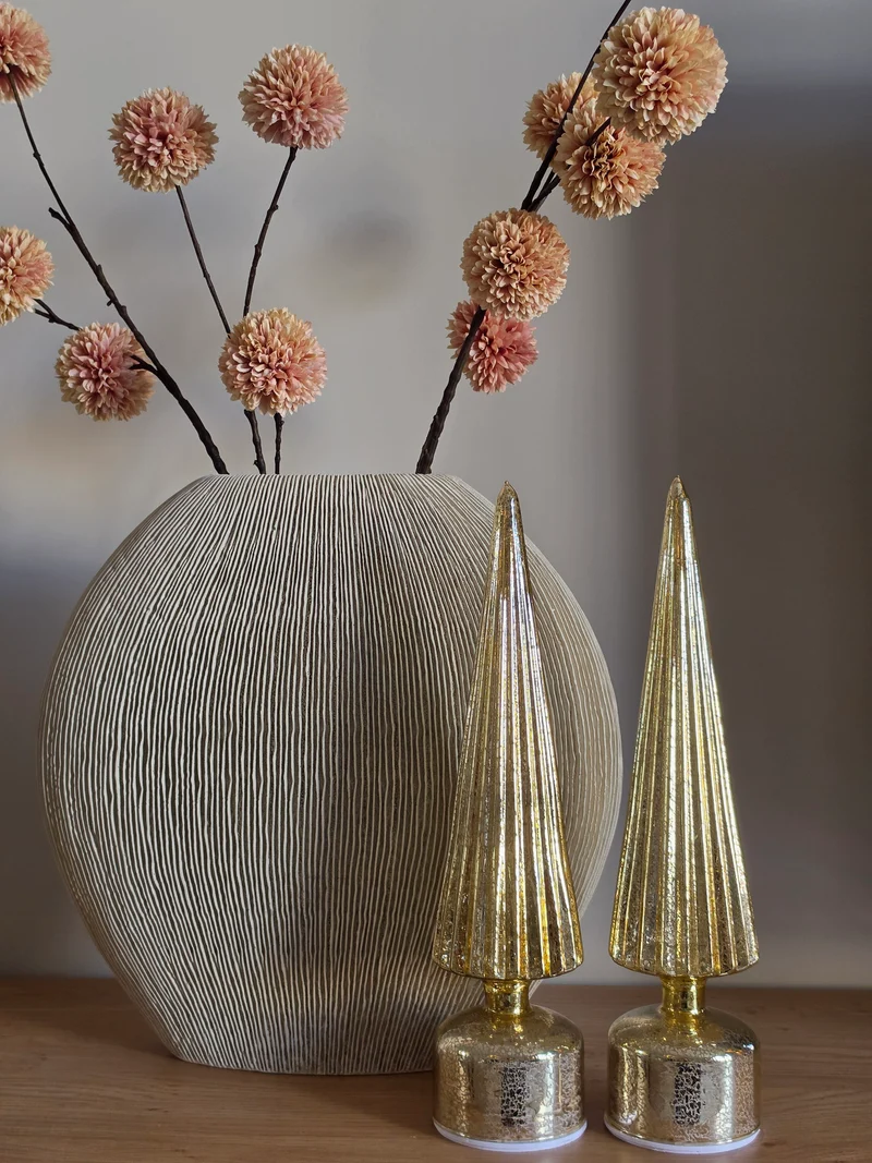 Kerstboom LED - Draaiend Op Voet – Goudkleurig Glas