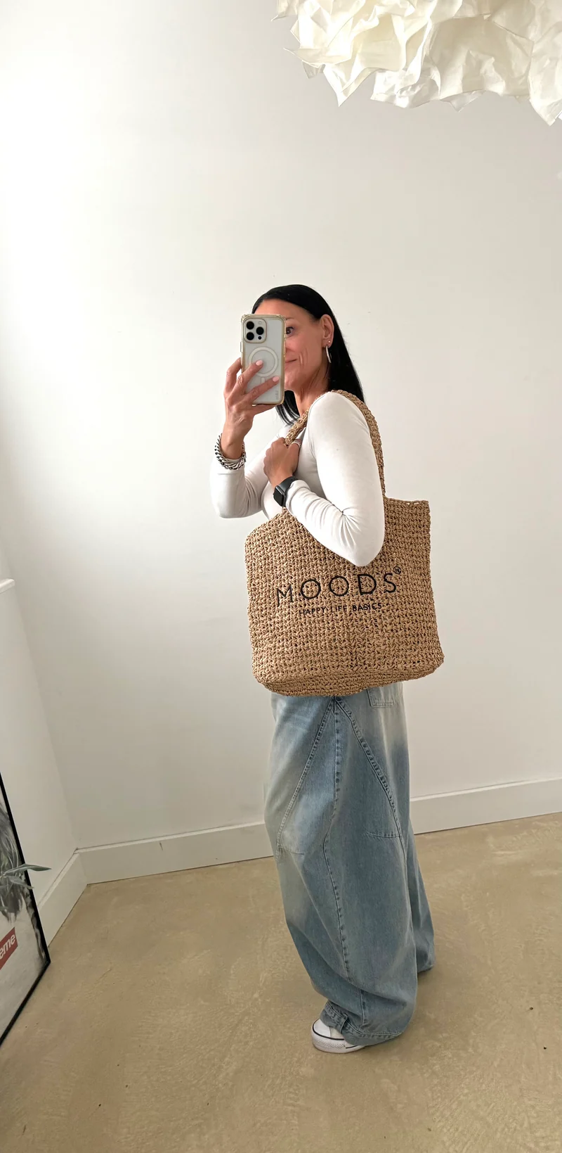 Geweven stro Moods (strand) tas