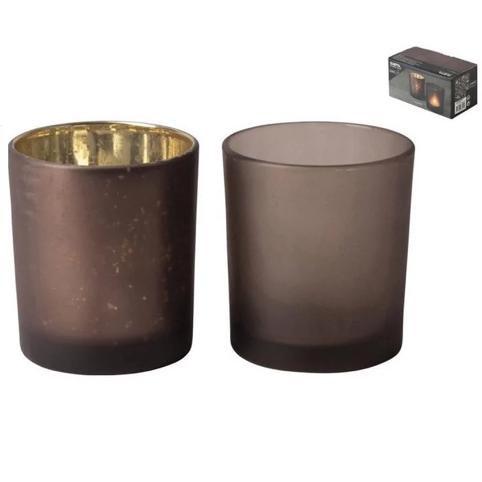Giftset Theelicht Gusty set-van-2 paars 15x9x9cm