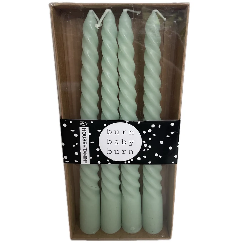 Kaarsen set-van-4 Twisted mintgroen 2x2x20cm