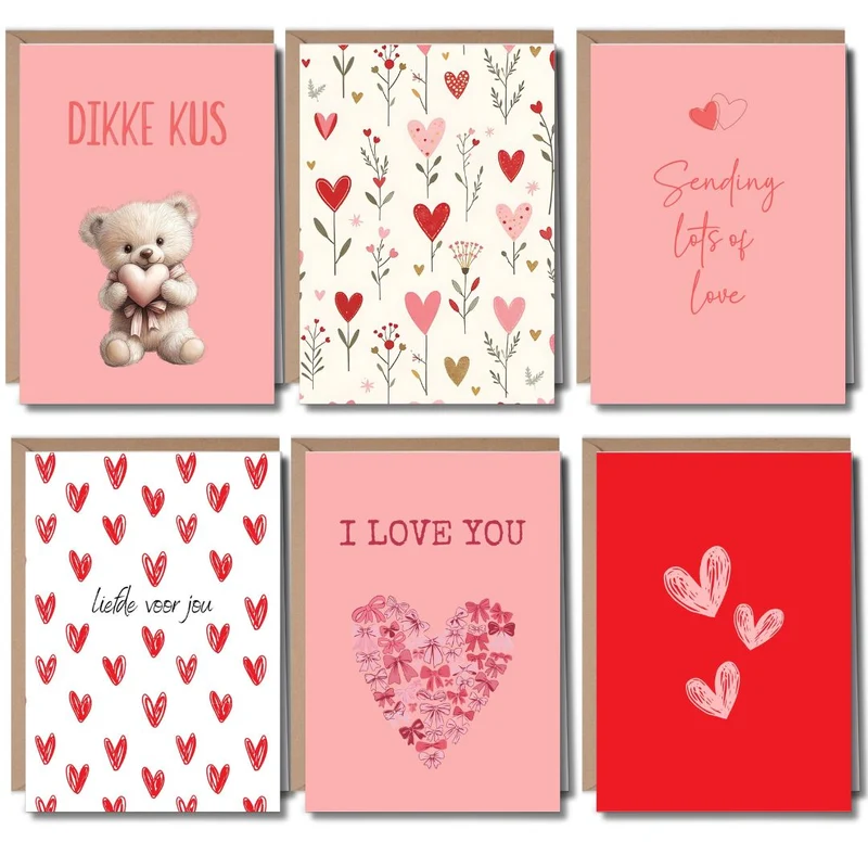Kaartenset Liefde - 6 stuks