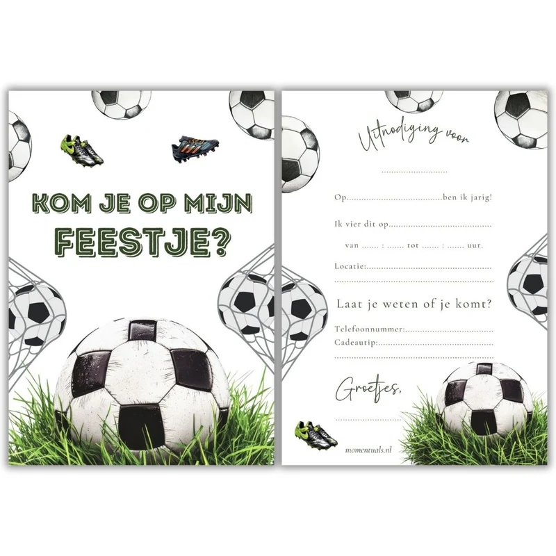 Uitnodiging Kinderfeestje Voetbal - 10 stuks