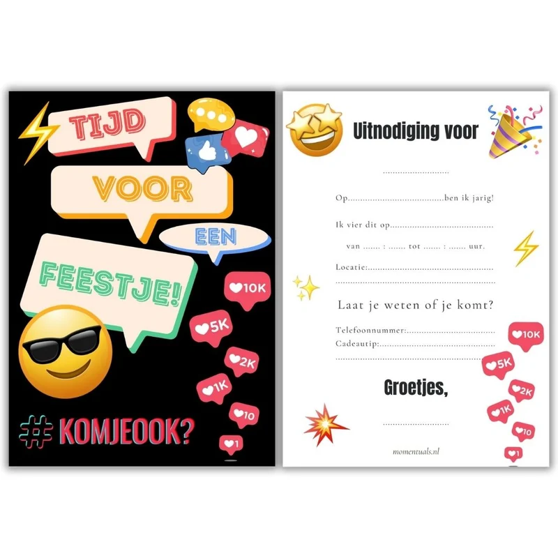 Uitnodiging Kinderfeestje Smiley - 10 stuks