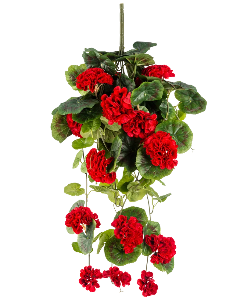 Kunst hangplant Geranium 75 cm rood