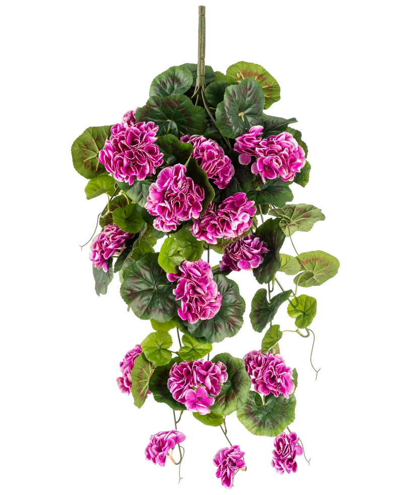 Kunst hangplant Geranium 75 cm paars