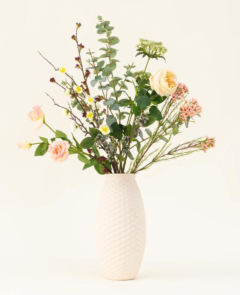 Zijden kunstbloemen boeket Blush Blossom