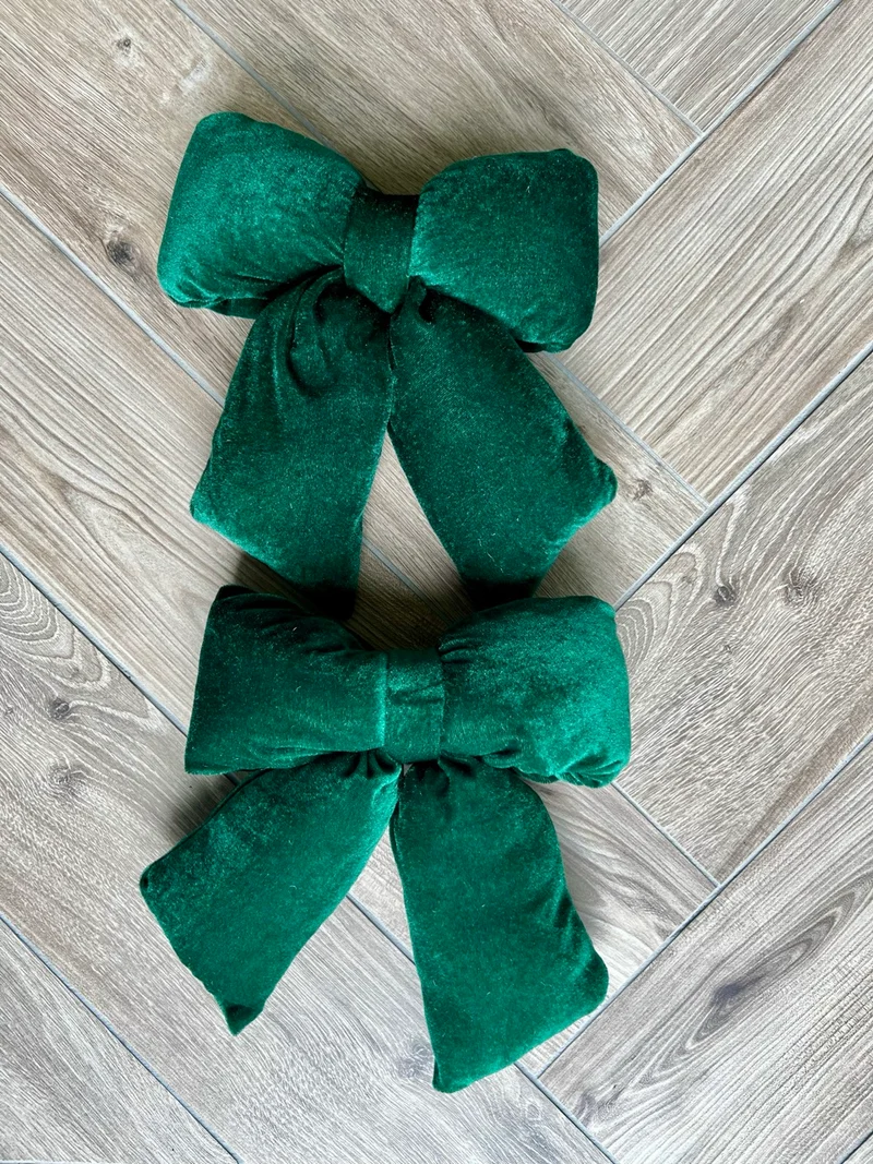 Set van 2 Stoffen Strik Ornamenten – Groen – 29 cm