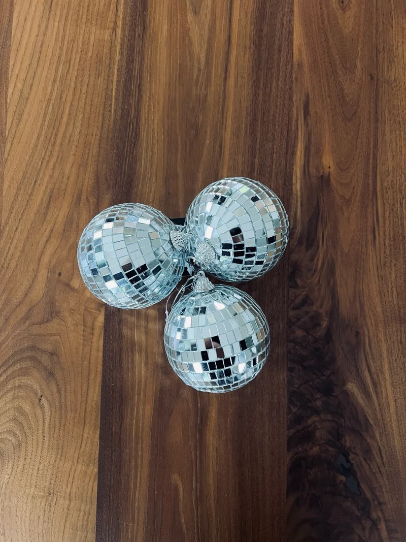 3 Discobal Ornamenten 8cm - Zilver