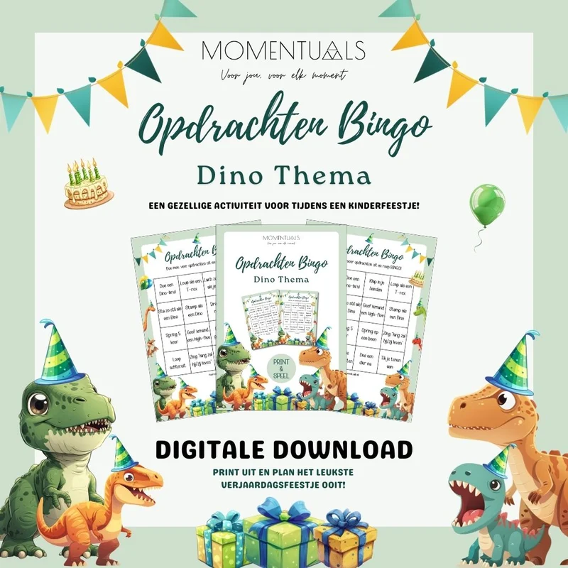 Opdrachten Bingo Kinderfeestje Dino | Printable