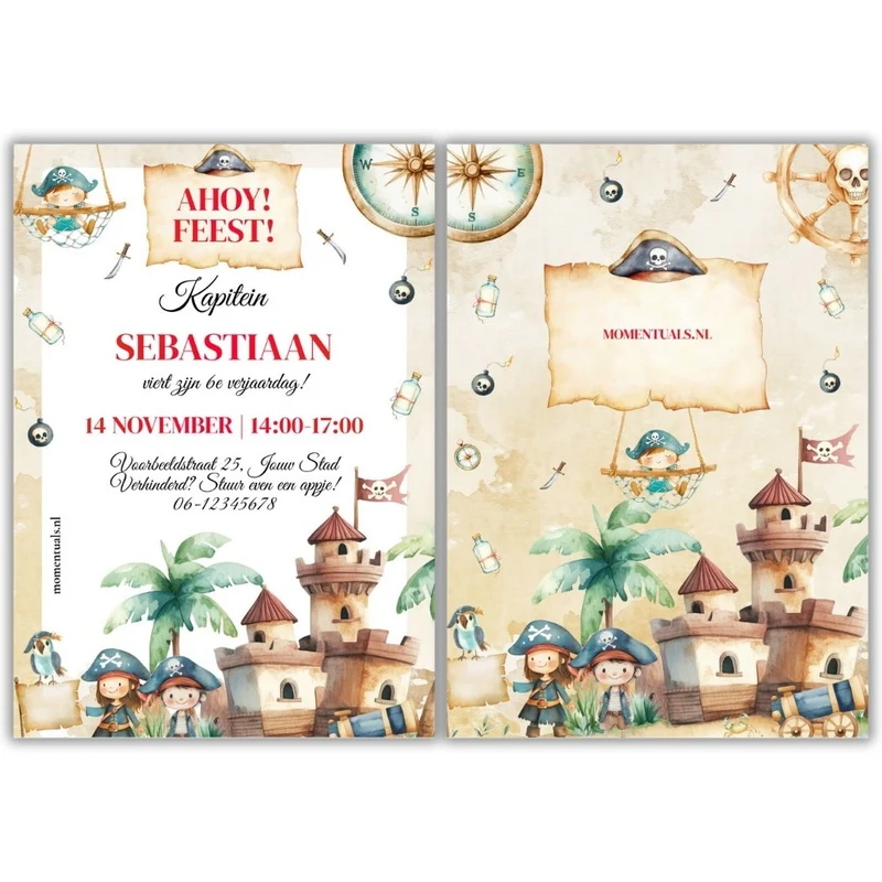 Uitnodiging Kinderfeestje Piratenfeestje | Printable