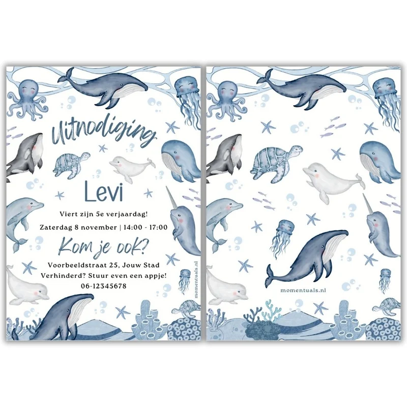 Uitnodiging Kinderfeestje Oceaan | Printable