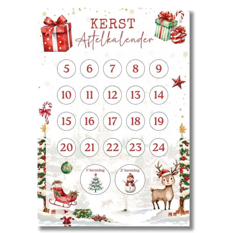 Aftelkalender Kerst – Printable