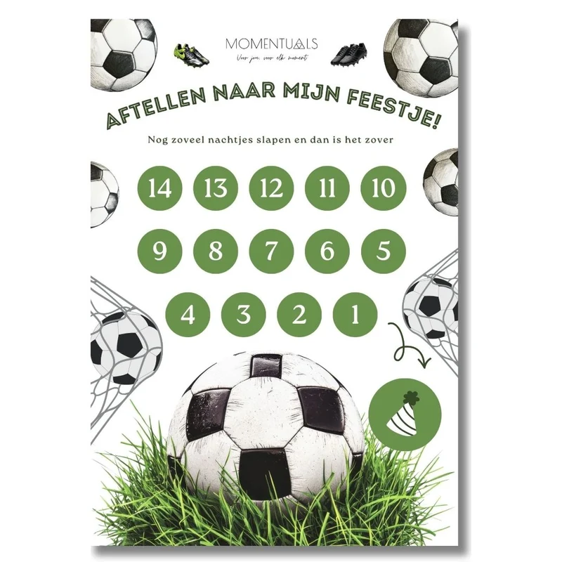 Aftelkalender Verjaardag - Voetbal - Printable