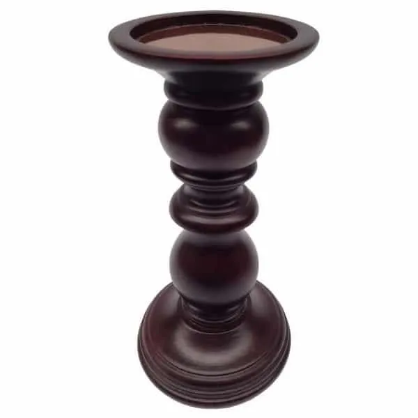 Kandelaar Hout donkerbruin 12x12x23cm