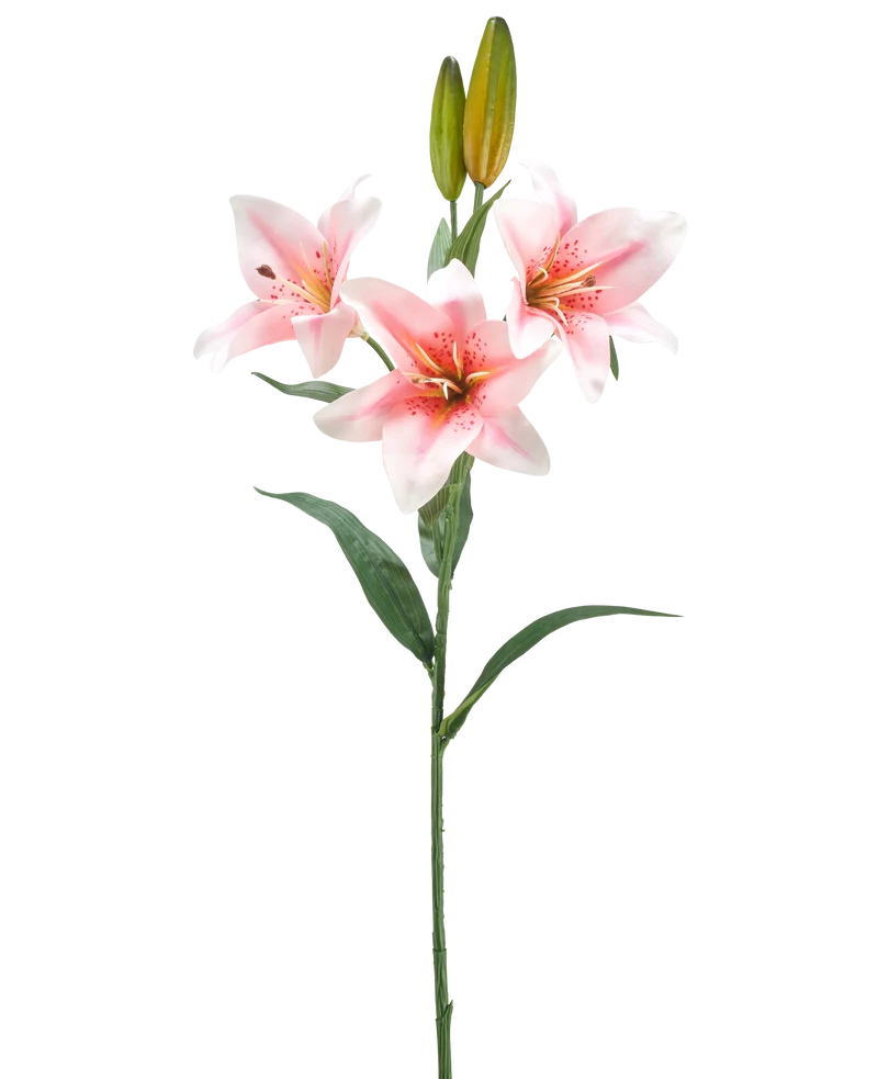 Kunstbloem Lelie 78 cm wit/roze