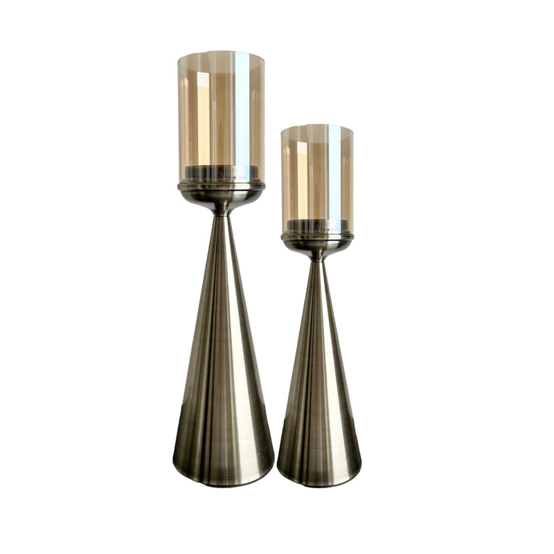 KANDELAAR GLAS/METAAL