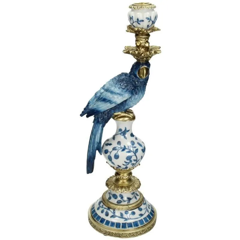 Kandelaar - Vogel blauw 15x13x40cm Left