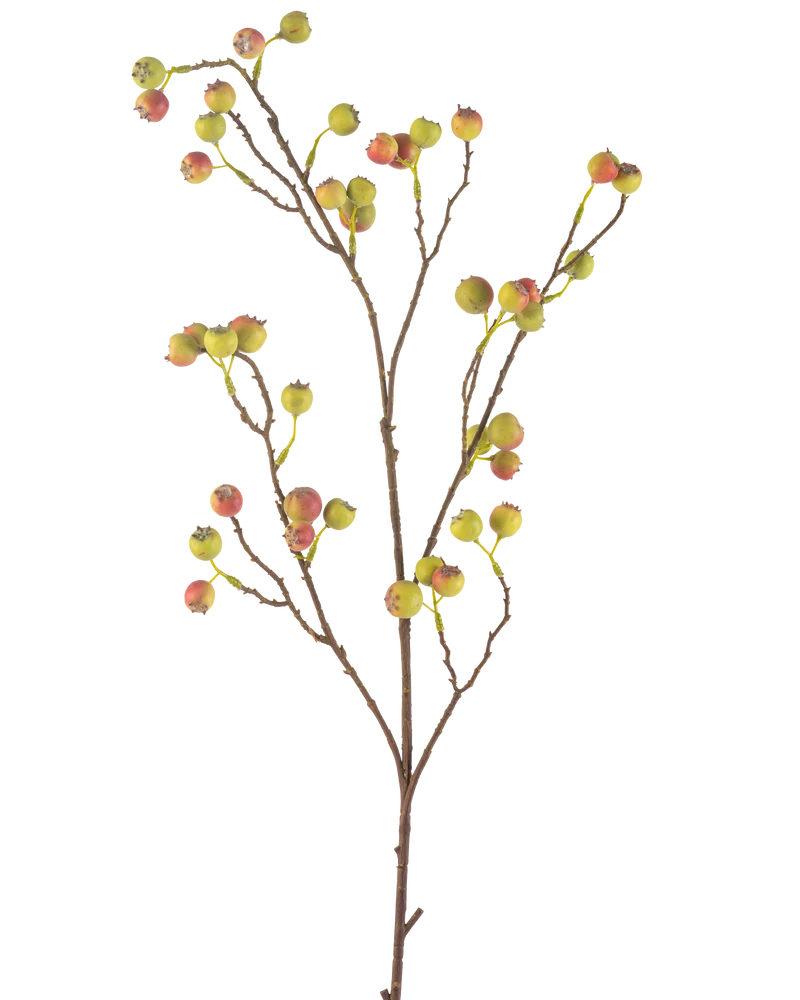 Kunstbloem Meidoornbes 104 cm groen/rood