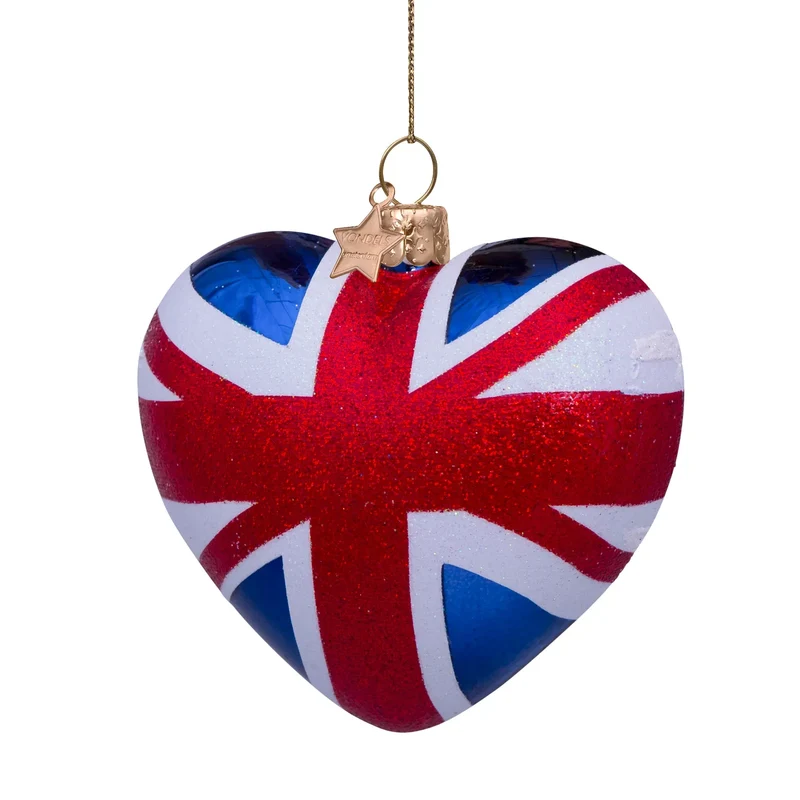 Kerstornament - Vondels Hart met Britse vlag