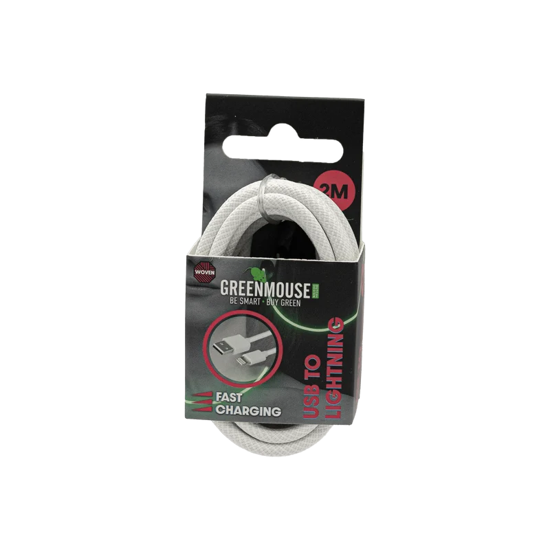 GreenMouse HP Zwart Lightning data cable Woven 2m