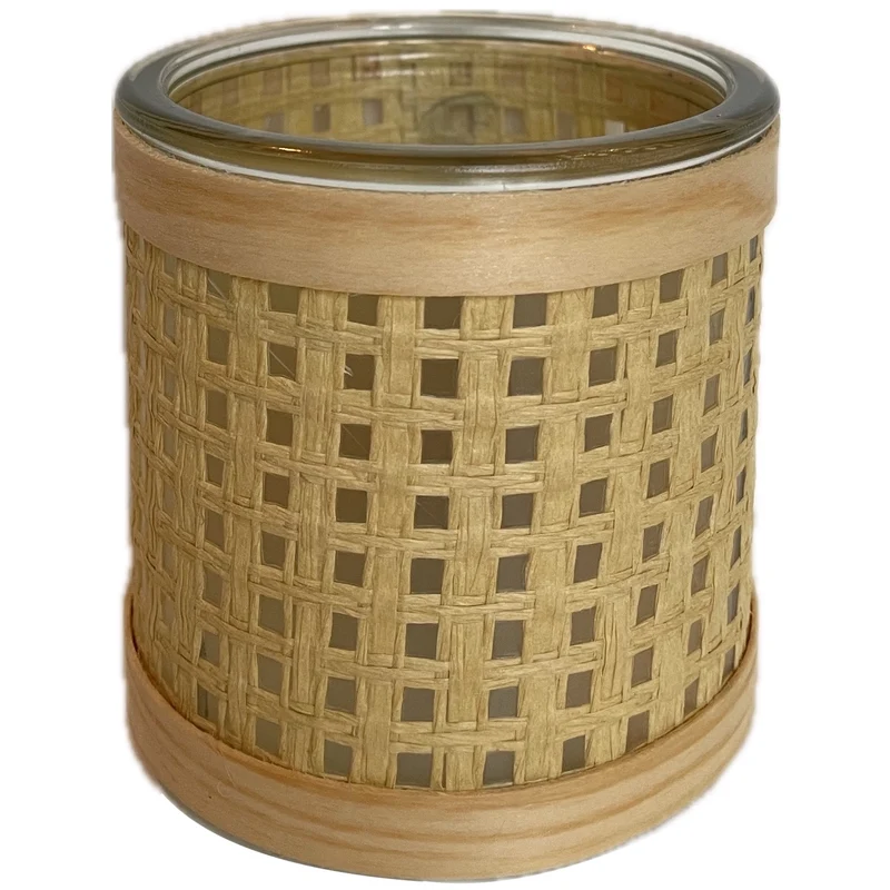Theelicht Ventana Bamboe 8x8x8cm