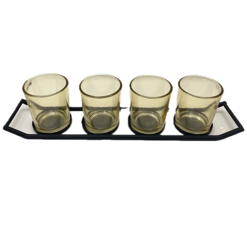 Theelicht Rik 4-lamp zwart-goud L 31x7x7cm