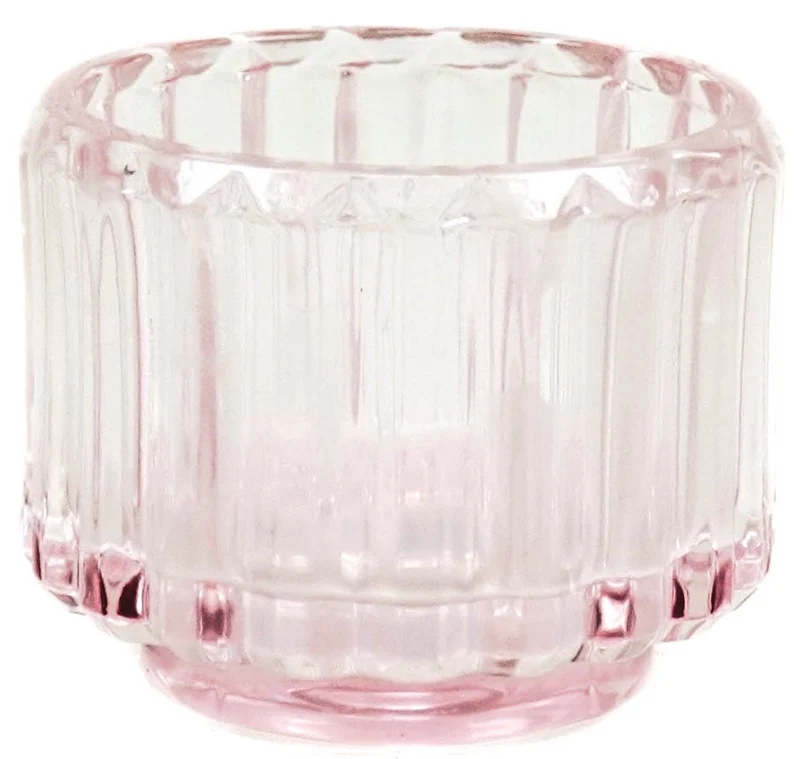 Theelicht Ribbel roze 8x8x7cm